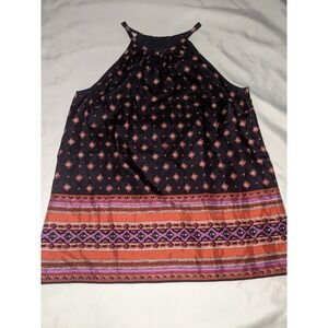 J. Crew Shirt Blouse Silk Keyhole Shirt Sleeveless Colorful Lined Size 2